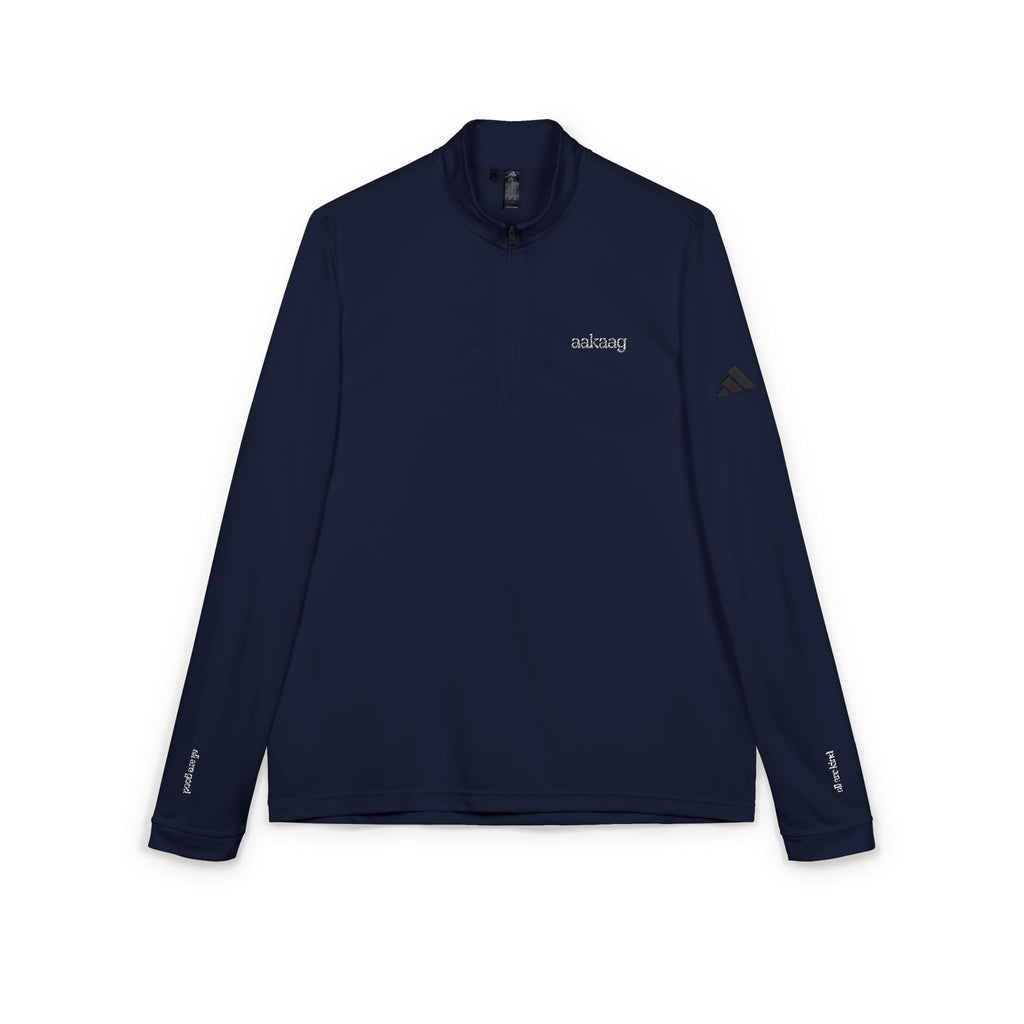 Adidas Embroidered Quarter-Zip Pullover — Navy Athletic Jacket