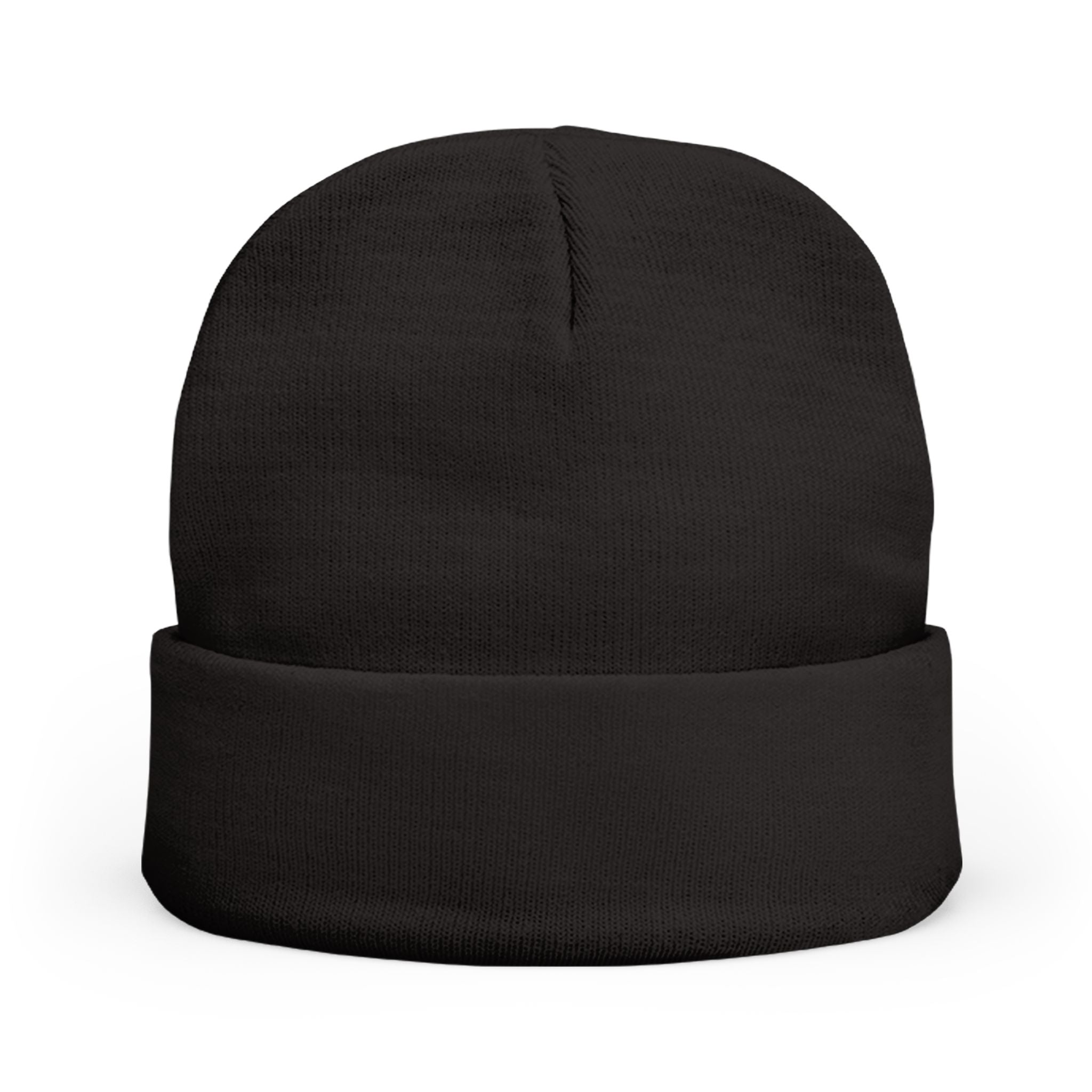 Embroidered 'aakaag' Knit Beanie – Cozy Black Cuffed Winter Hat