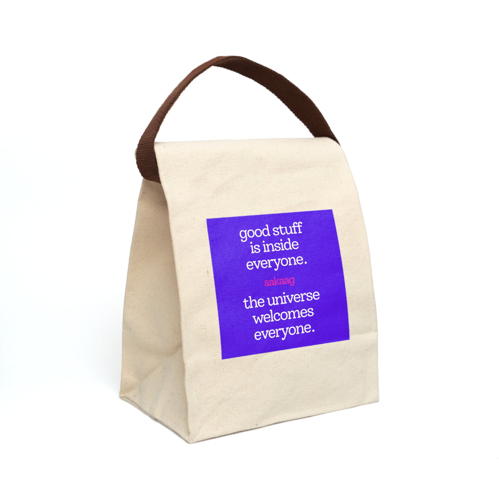 Canvas Lunch Bag — 'Good Stuff Is Inside Everyone' Inspirational Lunch Tote