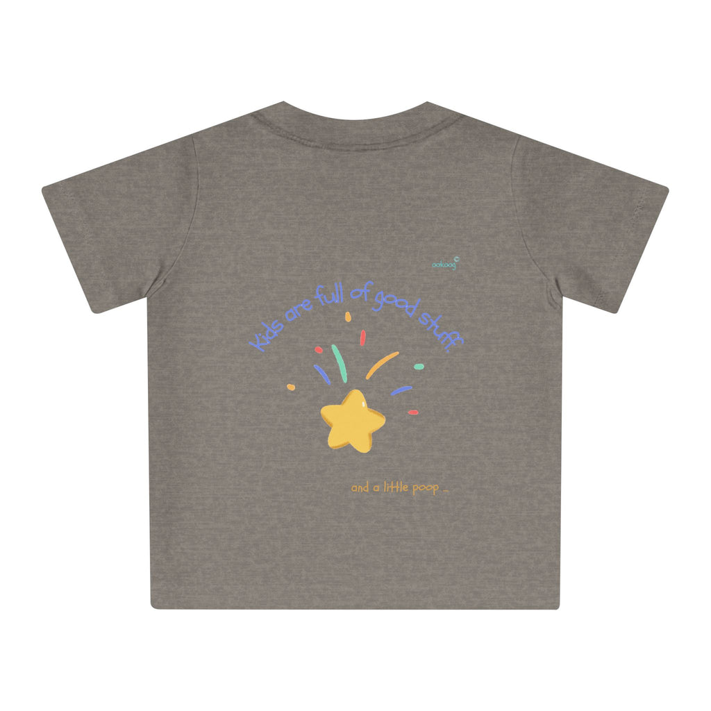 Baby T-Shirt — Rainbow Astronaut Rocket & Star Design (“The universe welcomes all kids” / “Kids are full of good stuff”)