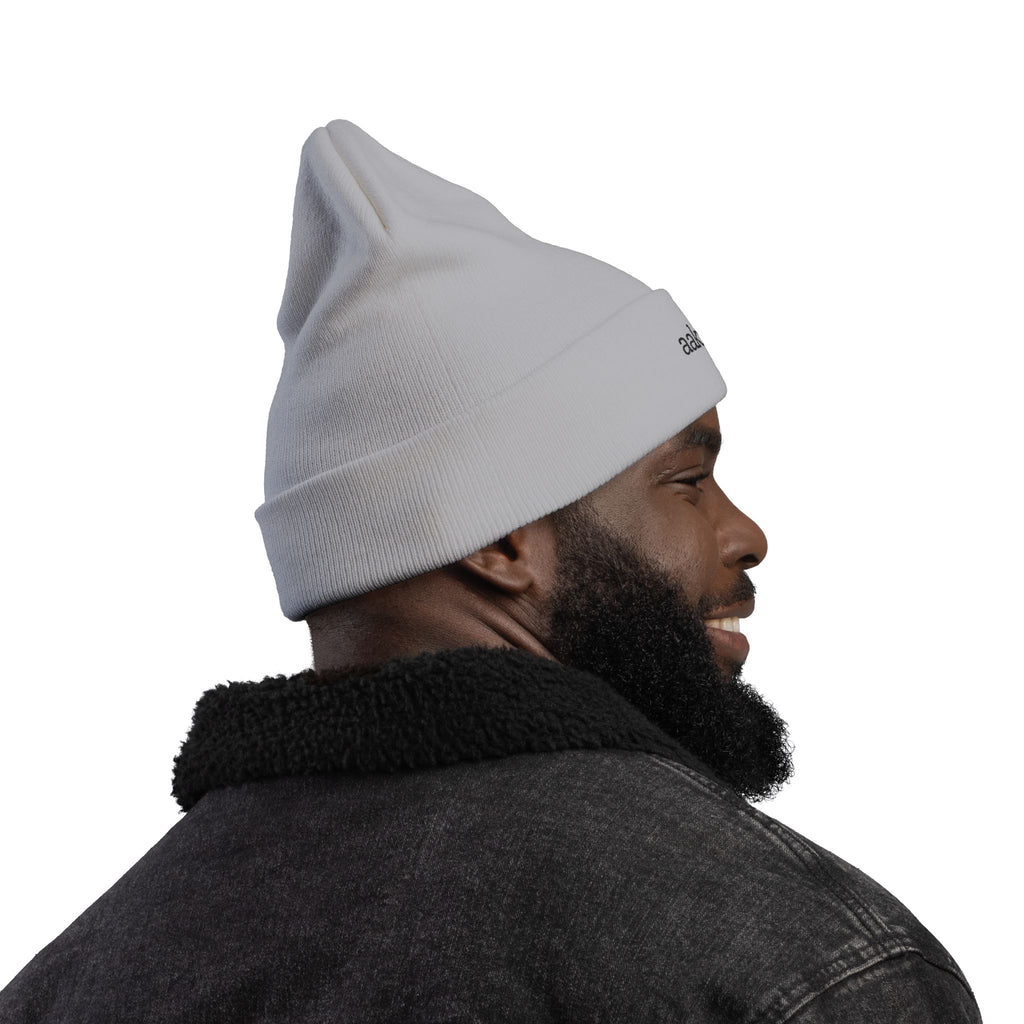 Embroidered "aakaag" Knit Beanie — Cozy Winter Cuffed Hat