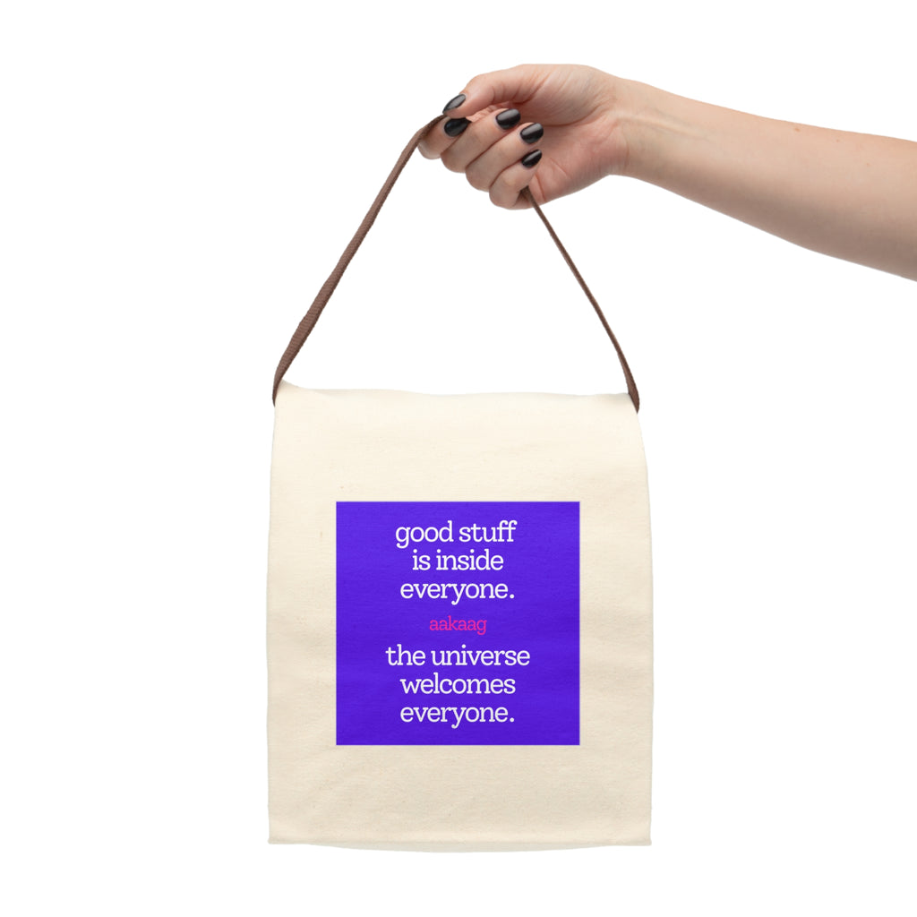 Canvas Lunch Bag — 'Good Stuff Is Inside Everyone' Inspirational Lunch Tote