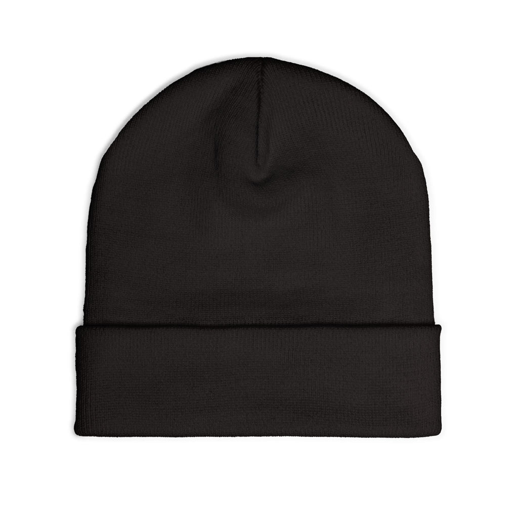 Embroidered 'aakaag' Knit Beanie – Cozy Black Cuffed Winter Hat