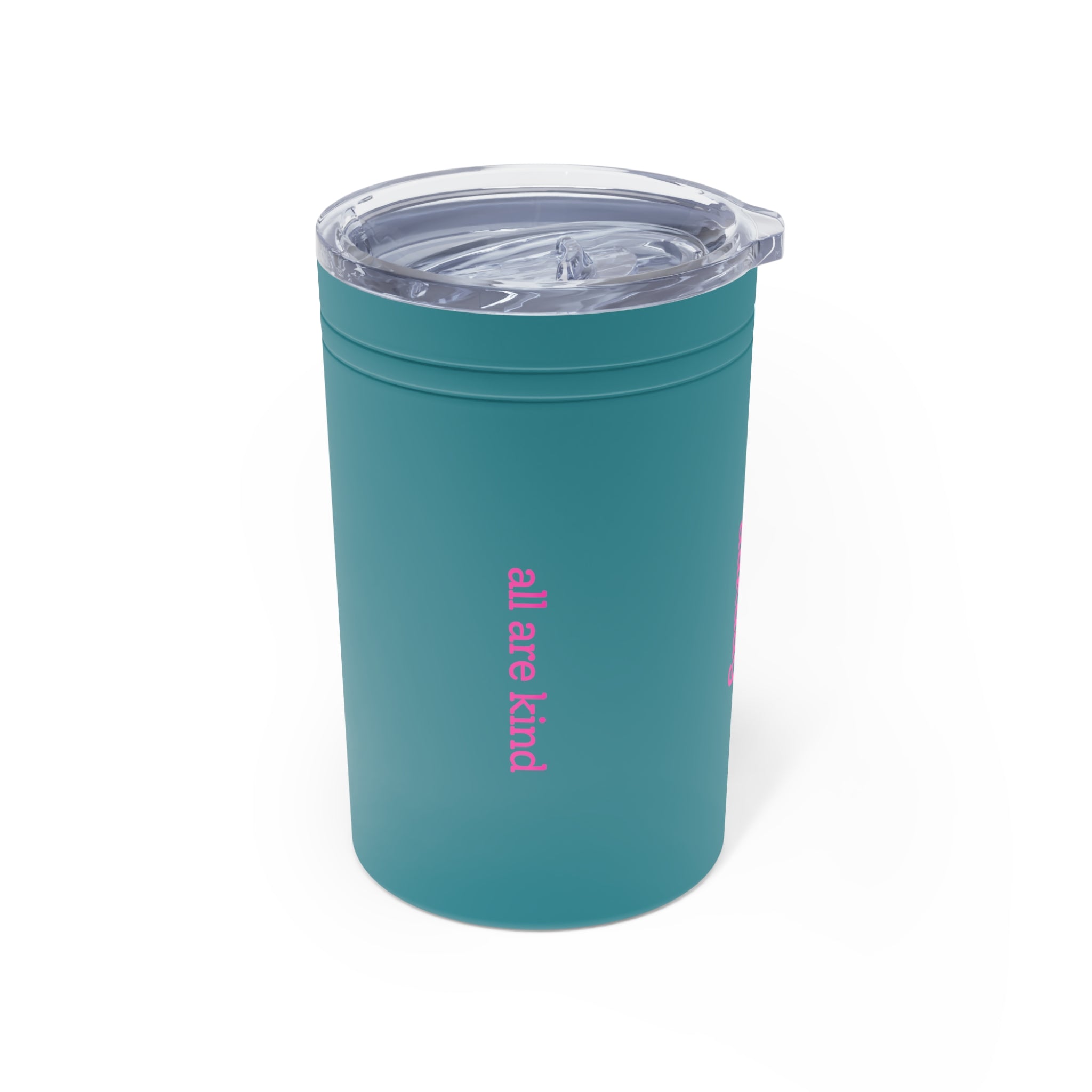 11oz Insulated Tumbler — Vertical Pink Text "aakag" Minimal Travel Cup