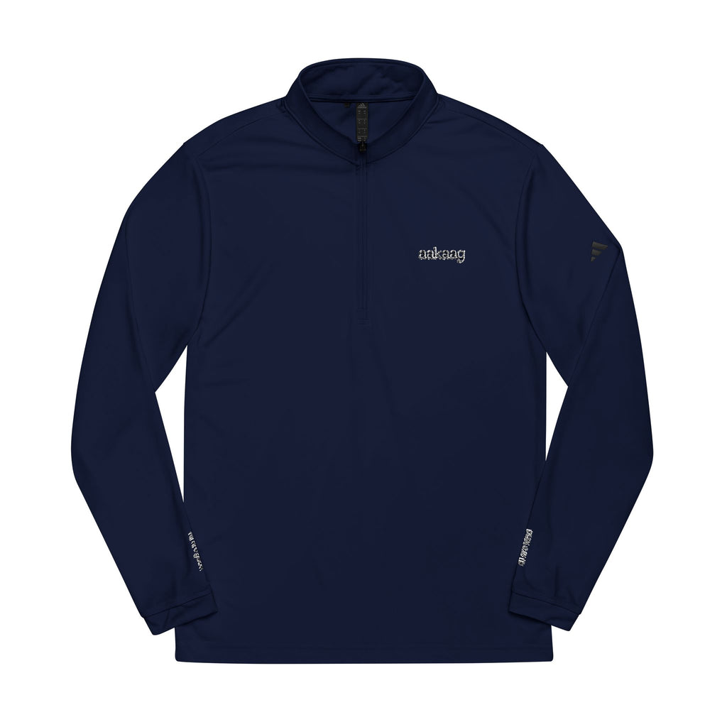 Adidas Embroidered Quarter-Zip Pullover — Navy Athletic Jacket
