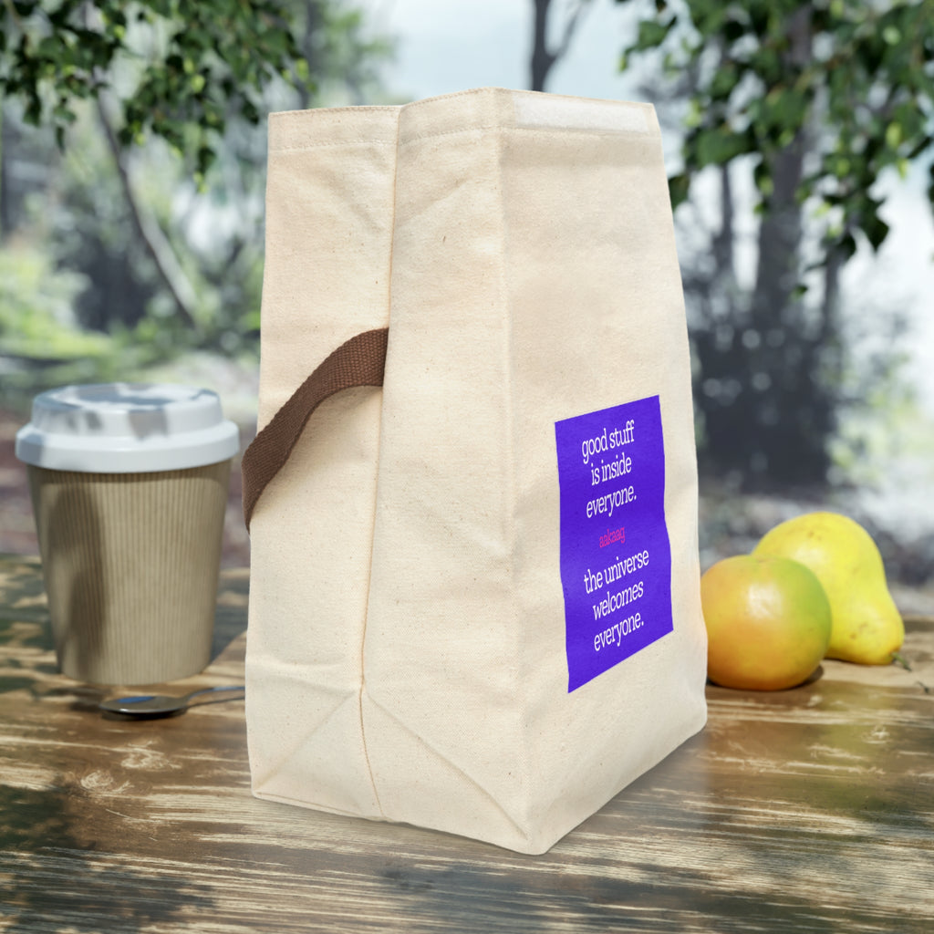 Canvas Lunch Bag — 'Good Stuff Is Inside Everyone' Inspirational Lunch Tote