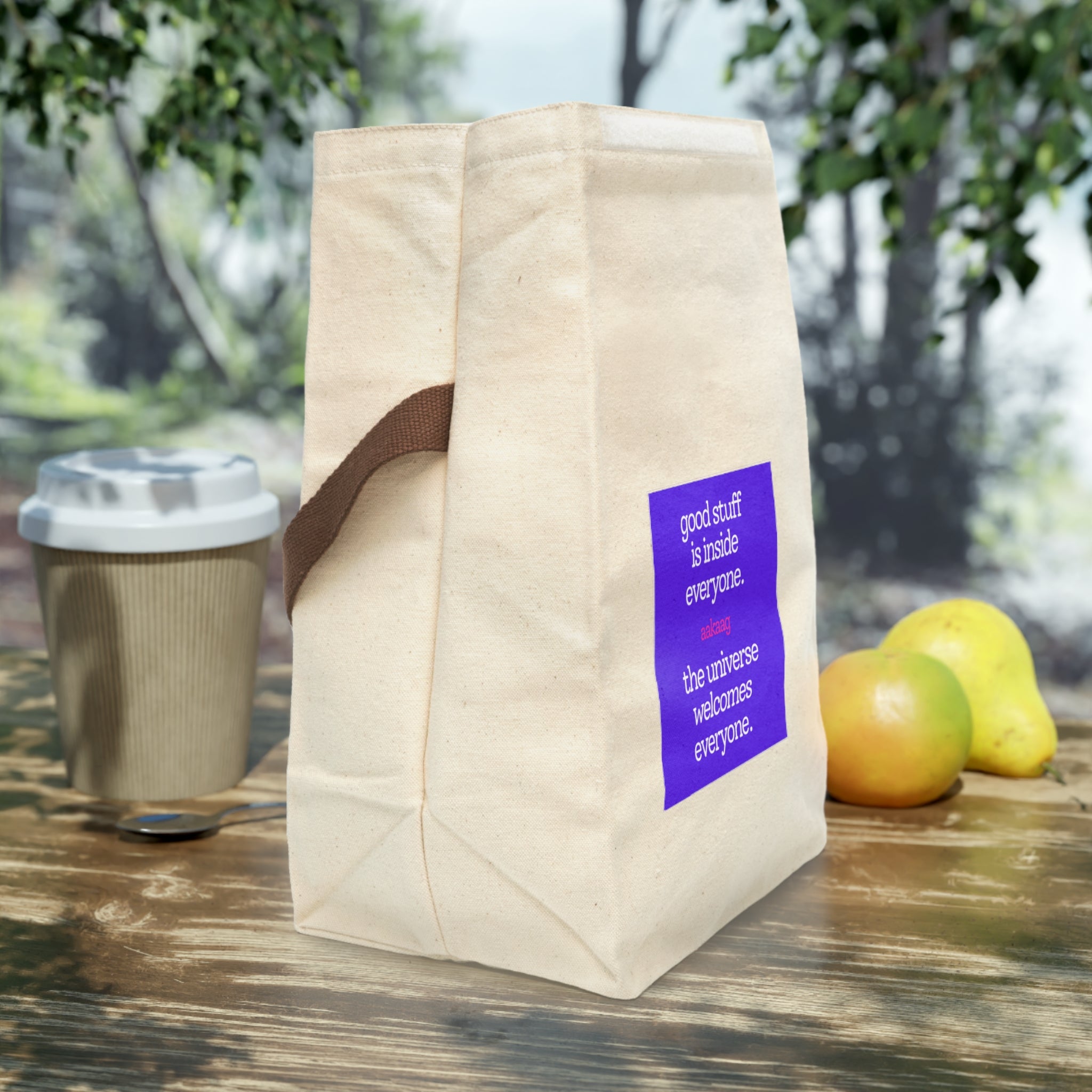 Canvas Lunch Bag — 'Good Stuff Is Inside Everyone' Inspirational Lunch Tote