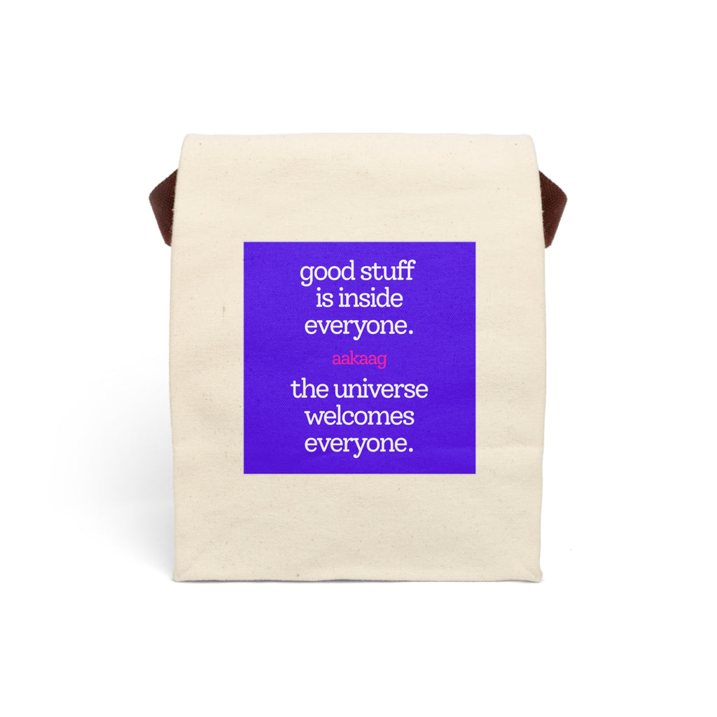 Canvas Lunch Bag — 'Good Stuff Is Inside Everyone' Inspirational Lunch Tote